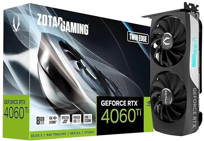 Zotac Gaming Geforce Rtx 4060 Ti Twin Edge 8Gb Gddr6 128Bit Pcie 4.0 Graphics Card With 2535Mhz Boost Clock, Spectra Lighting - ZT-D40610E-10M