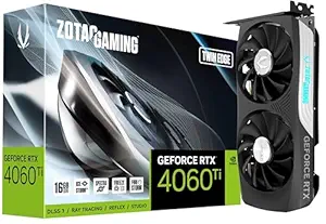 ZOTAC Gaming GeForce RTX 4060 Ti Twin Edge 16 GB GDDR6 Graphics Card | 128-bit 18 Gbps Upto 2535 MHz GPU | 3 DP 1 HDMI PCI Express 4.0 8X Interface - ZT-D40620E-10M