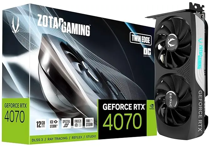 Zotac Gaming Geforce RTX 4070 Twin Edge Gddr6X 12Gb 192 Bits Pcie 4.0 Graphics Card with Icestorm 2.0 Cooling,Spectra 2.0 Lighting - ZT-D40700E-10M