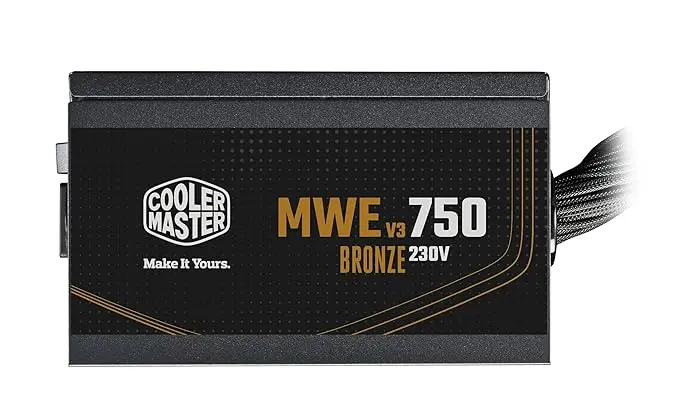 Cooler Master MWE 750 V3 Bronze ATX 3.1 Power Supply - Non Modular | 80 Plus Bronze Certified | Quite HDB Fan | DC-to-DC Circuit Design | ATX 3.1 Version | Ready for 50 Series | 750 Watt 