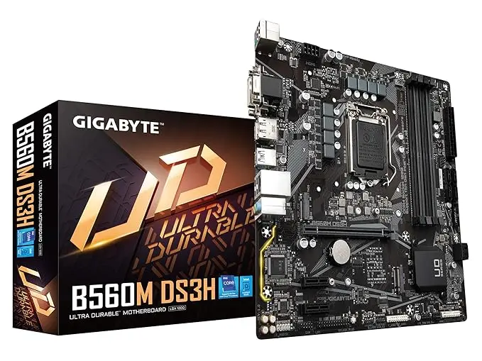 GIGABYTE B560M DS3H V2 (Lga 1200/ Intel/ B560/ Micro-Atx/Dual M.2/ Pcie 4.0/ Usb 3.2 Gen1/ Gbe Lan/Motherboard), ddr_4