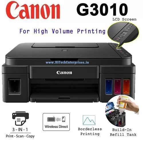 Canon PIXMA Mega Tank G3010 All-in-One Wireless Ink Tank Colour Printer, 8.8 images per minute (mono) / 5.0 images per minute (colour)