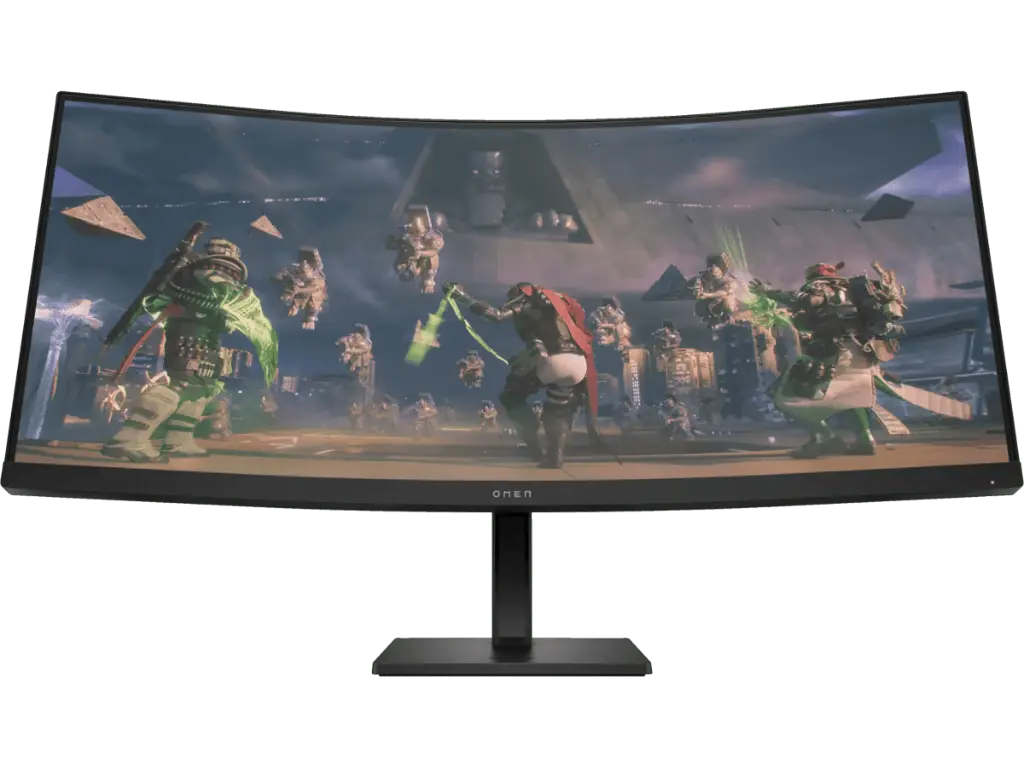 HP OMEN 34 inch WQHD 165Hz Curved Gaming Monitor - OMEN 34c; On-Screen Controls; Anti-Glare; 1500R Curvature; Height Adjustable Eye Ease (Eyesafe® Certified); HDR, 780K9AA - 780K9AA