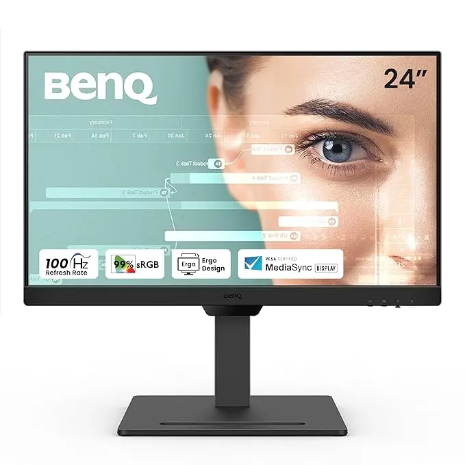 BenQ GW2490T 24" 1300:1 CR 1080p FHD IPS Monitor| 100Hz| 99% sRGB| Height Adjustable| Ergo Design| VESA MediaSync| Dual HDMI| DP Port| Speakers| Eye-careU| Eyesafe| B.I. Gen2| LBL+| Wall Mount 