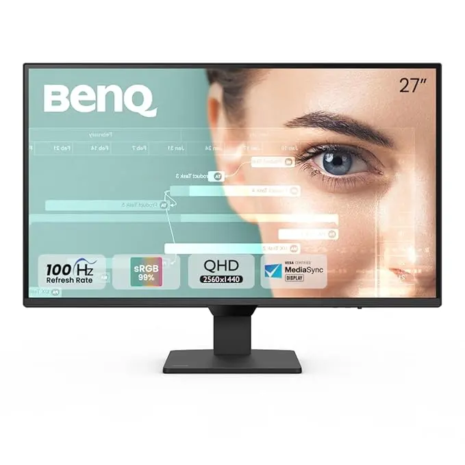 BenQ GW2790Q 27" 2560x1440p 2K QHD IPS Monitor| 100Hz|99% sRGB|1500:1 CR|Eye-careU|Dual HDMI|Display Port|Bezel-Less|Eyesafe|VESA MediaSync|B.I.|Low Blue Light+| Speakers|VESA Wall mountable(Black)