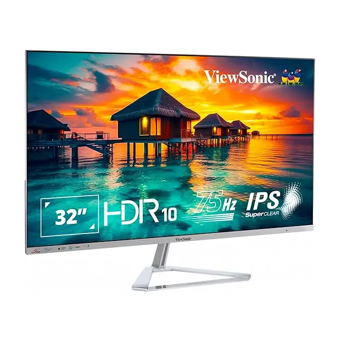 "ViewSonic (from USA) - VX3276-MHD-3 81.28 Cm (32"") FHD IPS Monitor | Super Clear IPS Panel |1Ms Response time| HDR10 | Dual Speaker |Eye-Care| HDMI| DP Port | Srgb104%| HDMI |Variable Refresh Rate. "